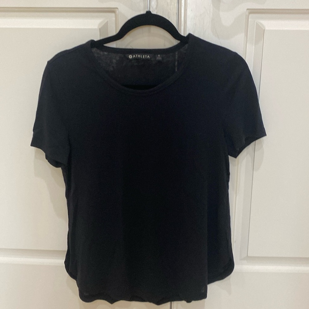 Athleta black slub knit t-shirt - size small